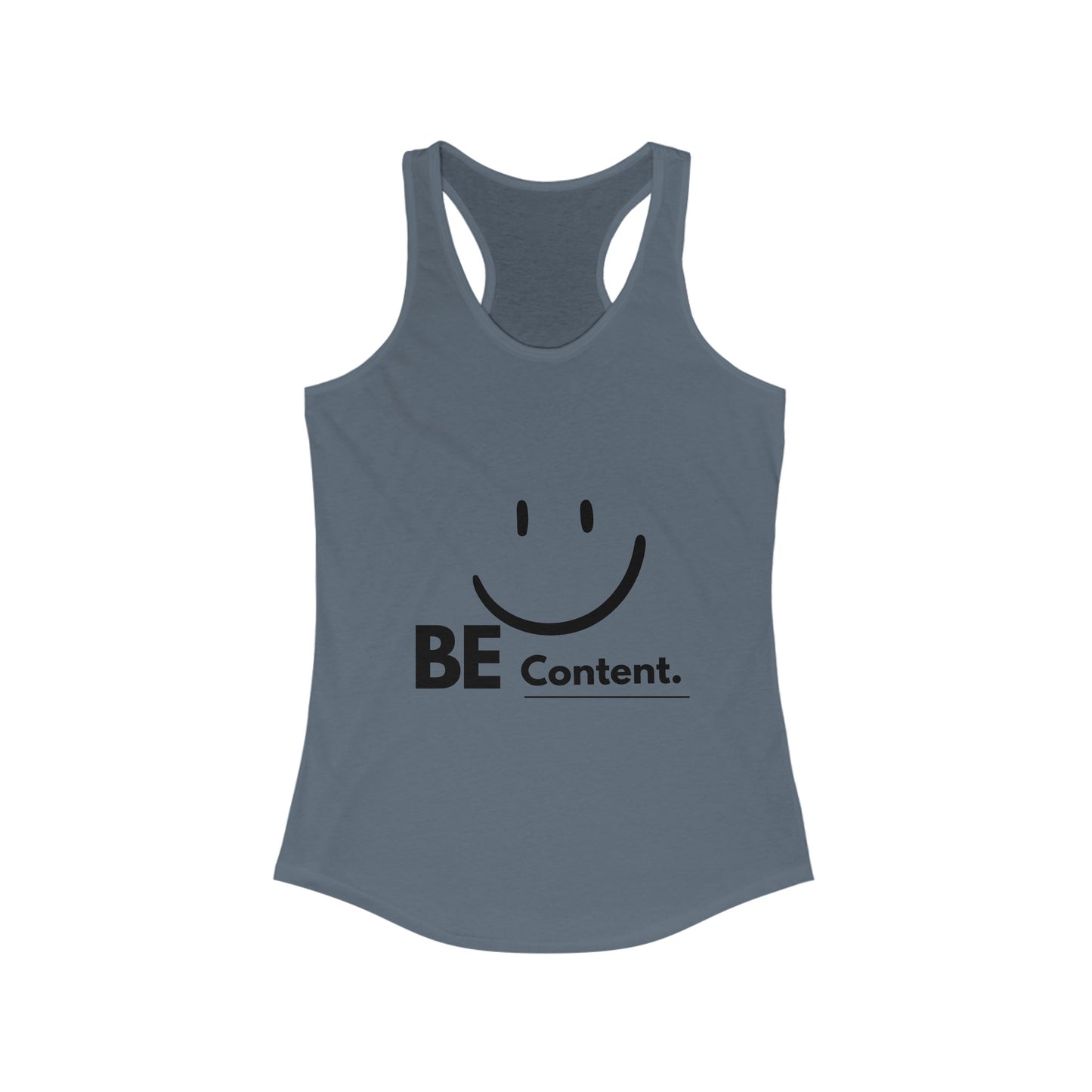 Women's Ideal Racerback Tank- Be Content-James 1:2-4 on back bottom-fill in the blank