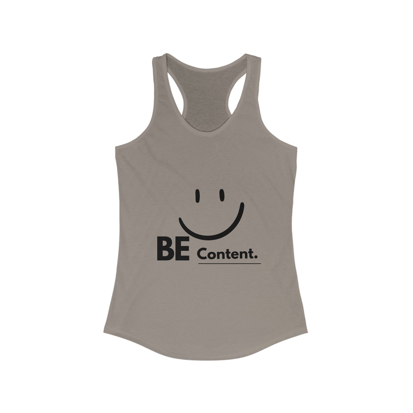 Women's Ideal Racerback Tank- Be Content-James 1:2-4 on back bottom-fill in the blank