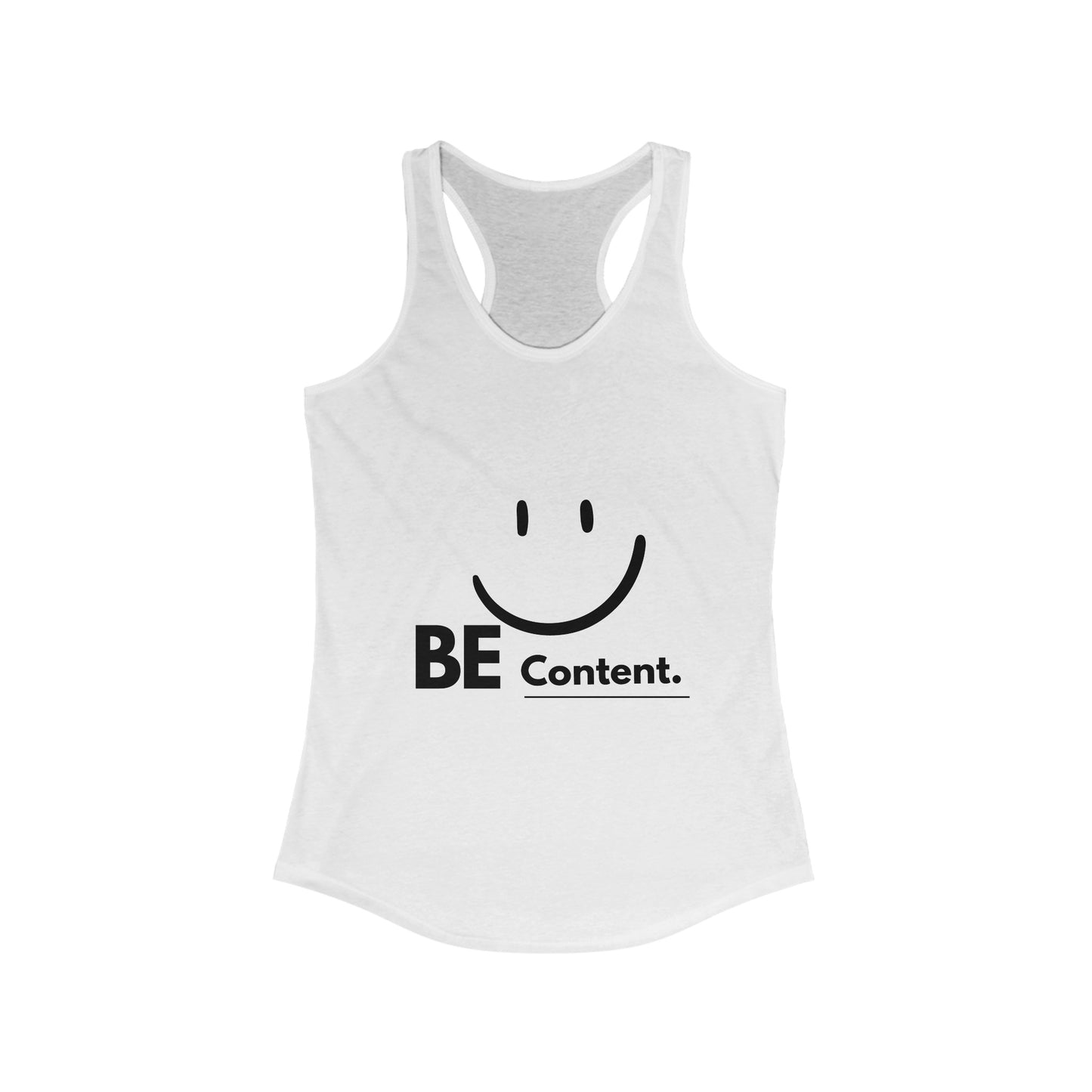 Women's Ideal Racerback Tank- Be Content-James 1:2-4 on back bottom-fill in the blank