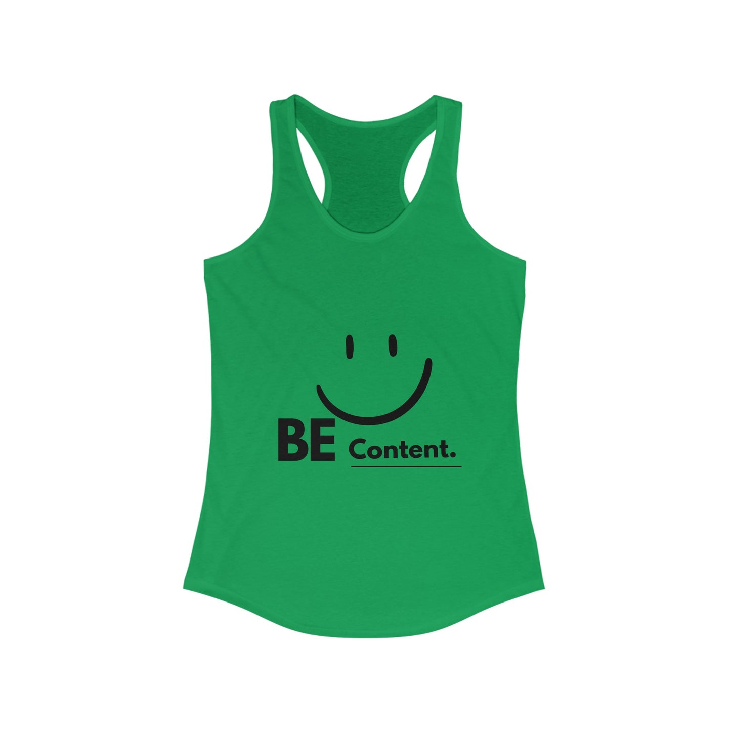 Women's Ideal Racerback Tank- Be Content-James 1:2-4 on back bottom-fill in the blank