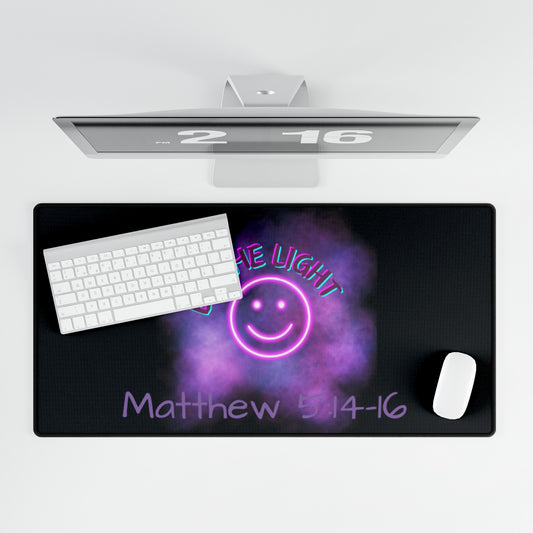 Desk Mats-Neon Be The Light with Matthew 5:14-16