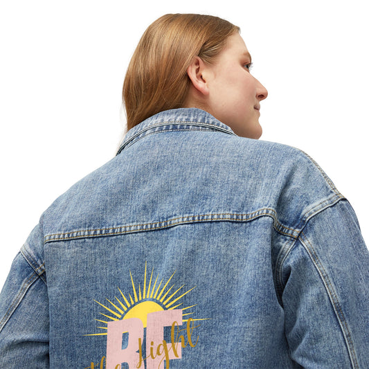 Women's Denim Jacket- Be The Light on back